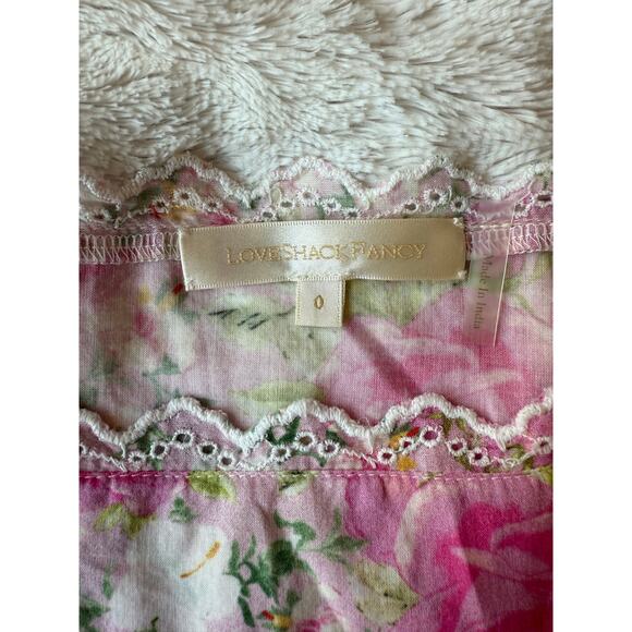 LoveShackFancy 🌷 Cottagecore Pink Floral Embroidered Lace Rare Midi Dress sz 0 - Picture 7 of 15